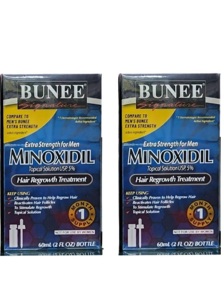 Signature Extra Strength For Men Minoxidil Topical Solution 5% Hair Regrowth Treatment 60 ML Pack of 2