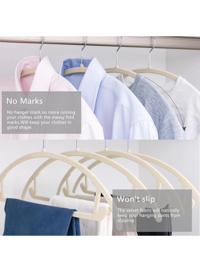 MIZGI Premium Velvet Hangers (Pack of 50) Heavyduty- Non Slip No Shoulder Bump Suit Hangers - Chrome Hooks, Space Saving Clothes Hangers, Rounded Hangers for Coat, Sweater, Jackets, Pants, Shirts (Ivory) - Image 5