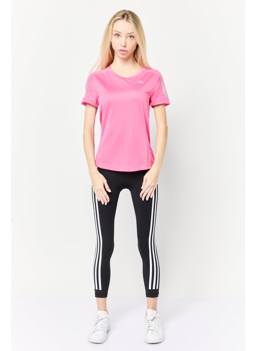 Adidas Women Sportswear Fit Short Sleeve Running T-shirt, Dark Pink  - Image 3