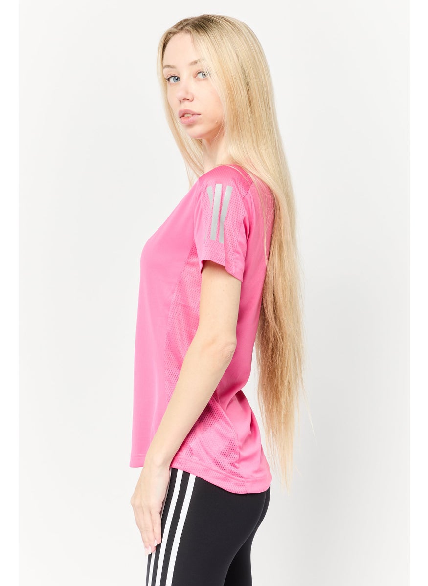 Adidas Women Sportswear Fit Short Sleeve Running T-shirt, Dark Pink  - Image 2