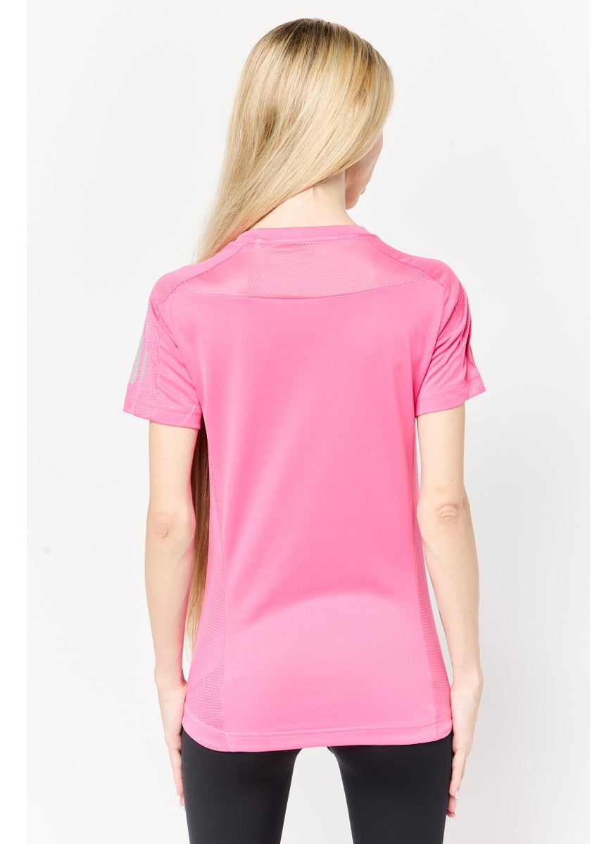 Adidas Women Sportswear Fit Short Sleeve Running T-shirt, Dark Pink  - Image 4