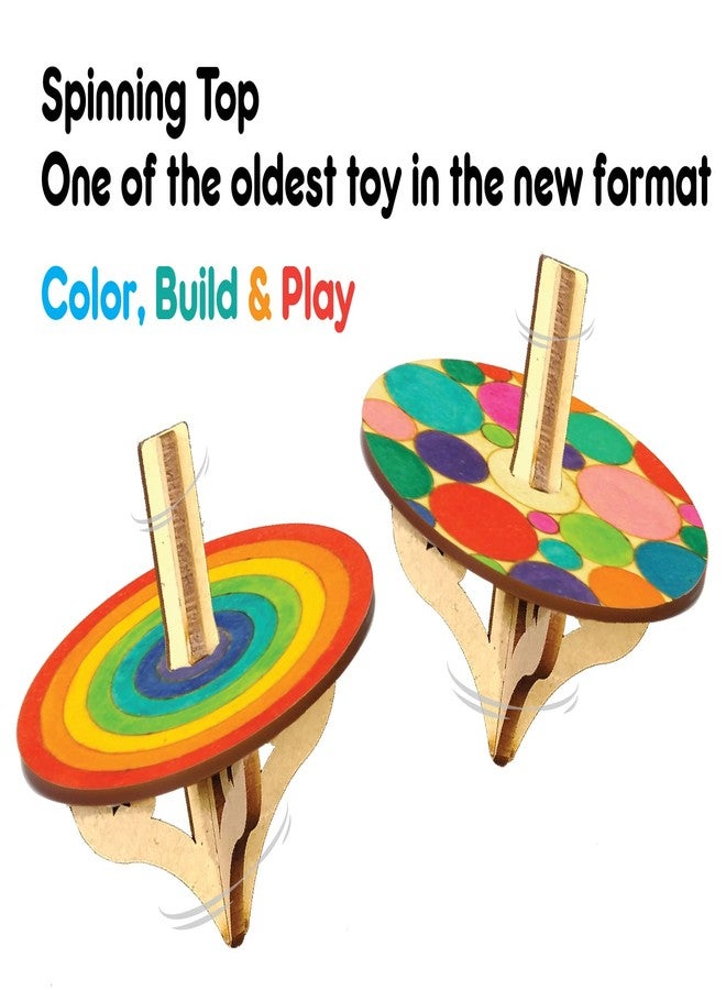 Funvention DIY Spinning Top Kits (Mandal Art) Pack of 24 - Build, Color, Play, Art & Craft Coloring Activity Birthday Return Gifts Party Pack Return Favors for Kids (2 Tops & 8 Colors Per Pack) - Image 5