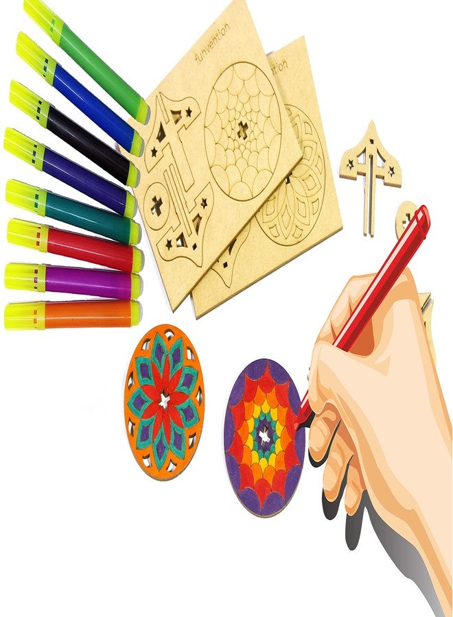 Funvention DIY Spinning Top Kits (Mandal Art) Pack of 24 - Build, Color, Play, Art & Craft Coloring Activity Birthday Return Gifts Party Pack Return Favors for Kids (2 Tops & 8 Colors Per Pack) - Image 3