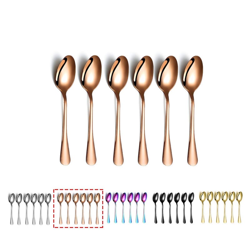 Kyraton Rose Gold Coffee & Tea Spoons, 5.5" Titanium Plated, Pack of 6 - Image 1