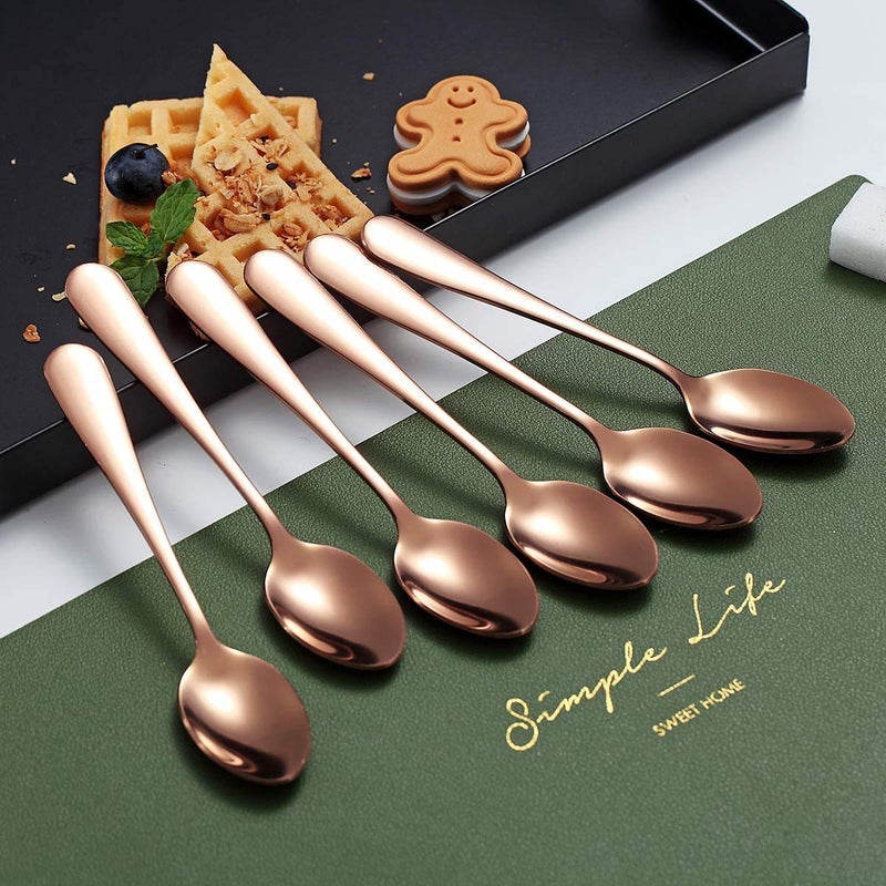 Kyraton Rose Gold Coffee & Tea Spoons, 5.5" Titanium Plated, Pack of 6 - Image 4