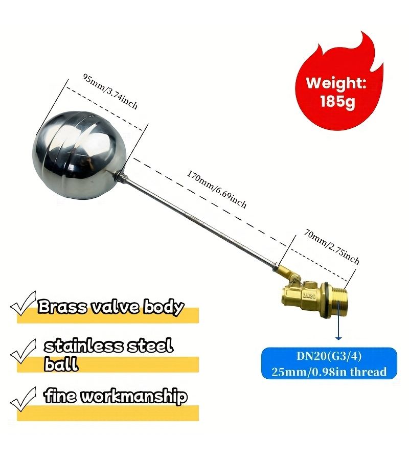 ثلاثة أنواع من صمامات الطفو النحاسية مجموعة DN15 G1/2 تحكم تلقائي في مستوى السائل - Image 4