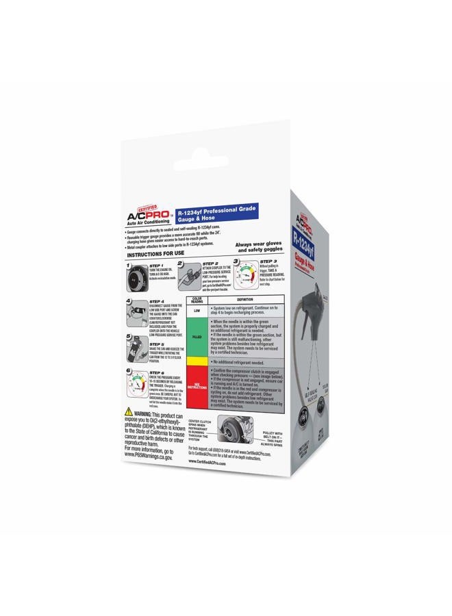A/C Pro Certified AC Pro Car Air Conditioner R1234YF Refrigerant Gauge and Hose, Reusable AC Recharge Kit, 24 in, Pack of 4, CERTYF102-4-4PK - Image 2