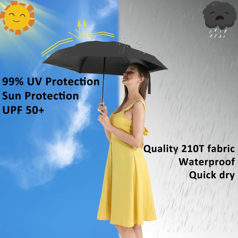 Baodini Small Uv Protection Travel Umbrella Compact For Rain And Sun Upf 50+ Windproof Portable 42 Inch Umbrella For Women And Men - Image 2