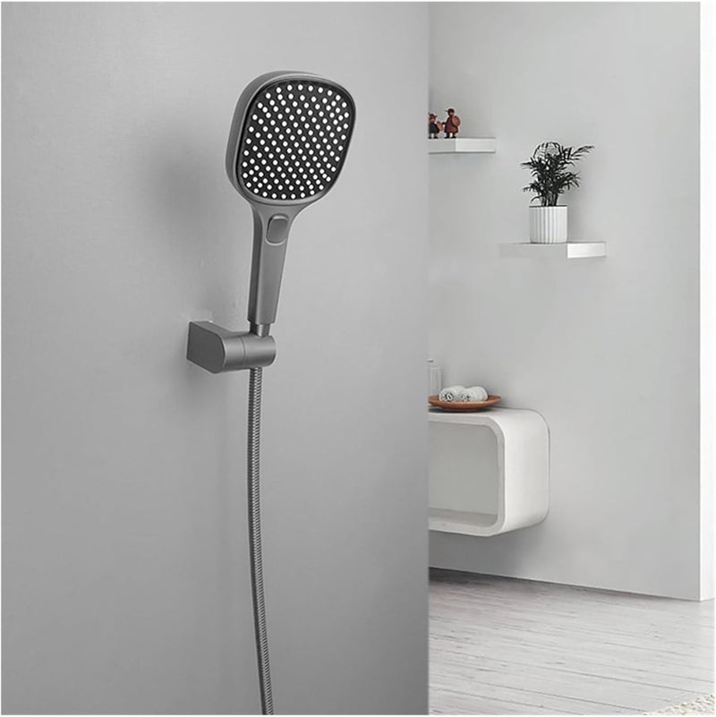 Compatible For ABS 3 Functions Hand Shower Rose Gold Chrome Black Held Set With Holder And Hose Wall Mounted Hold Head(Gray Hand Shower) - Image 2