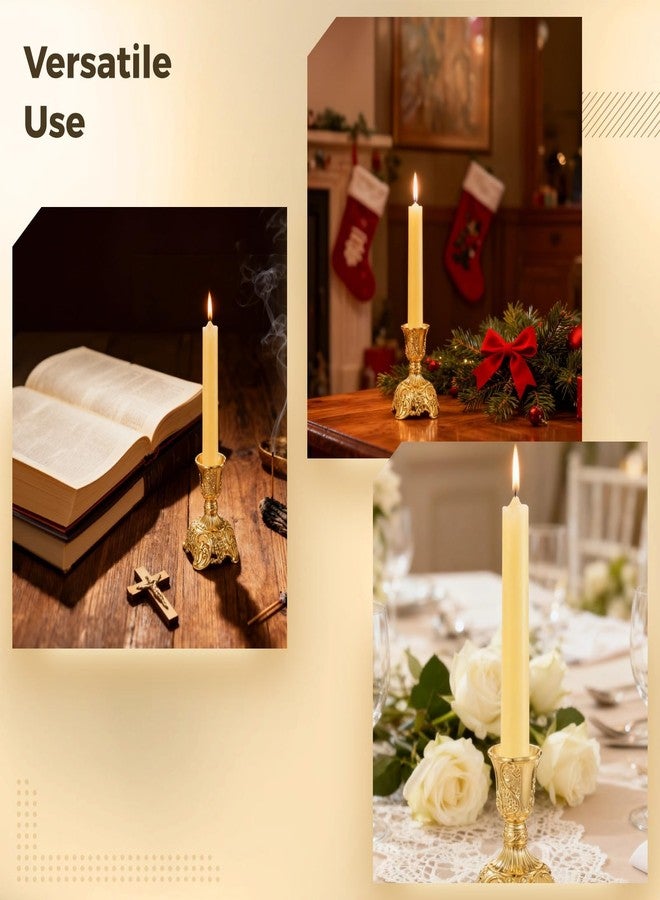 NIMBLOOM 4 Pcs Gold Taper Candle Holders Vintage Metal Candle Stick Holders with Elegant Deluxe Engraved Design for Dining Table Centerpieces, Wedding, Home Decor - Image 5
