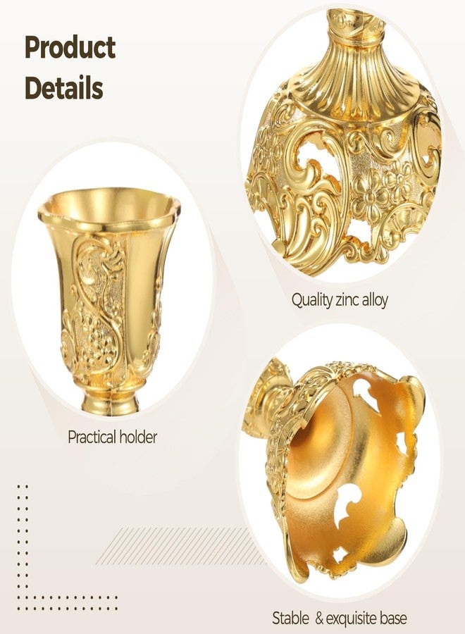 NIMBLOOM 4 Pcs Gold Taper Candle Holders Vintage Metal Candle Stick Holders with Elegant Deluxe Engraved Design for Dining Table Centerpieces, Wedding, Home Decor - Image 3