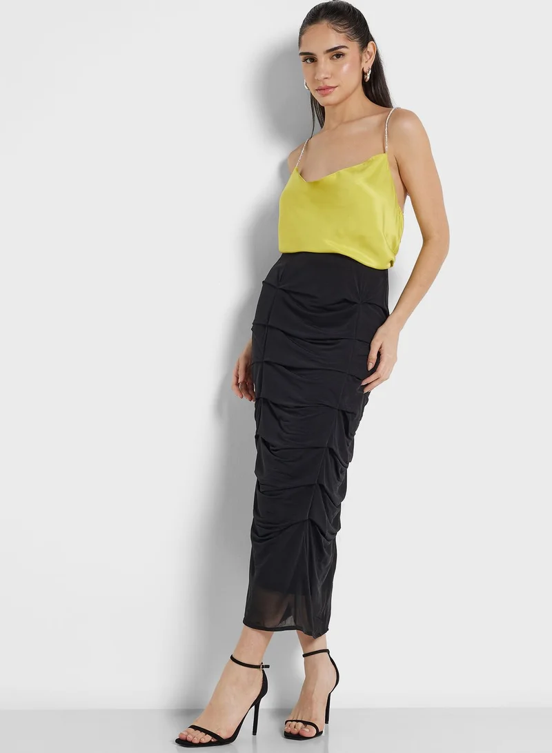 TOPSHOP Ruched Printed Skirt