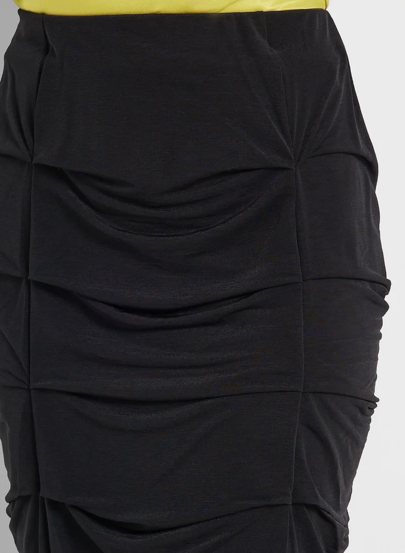 TOPSHOP Ruched Printed Skirt