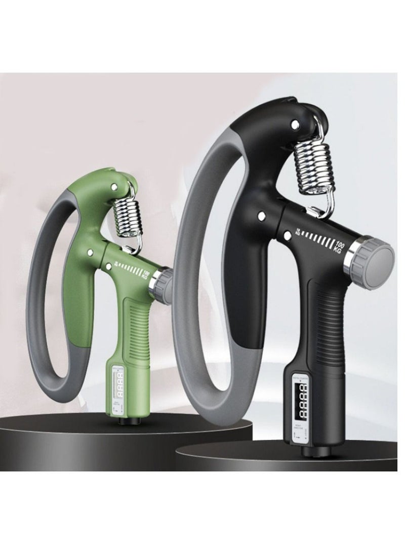 Furtey - Grip Strength Trainer Green Color Carbon Steel Spring 0-100KG Adjustable Auto-Counter Built in Palm Muscle Exerciser  Improve Finger Strength - Image 1