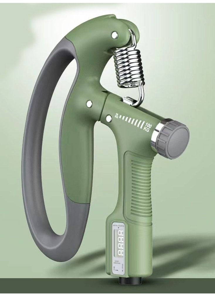 Furtey - Grip Strength Trainer Green Color Carbon Steel Spring 0-100KG Adjustable Auto-Counter Built in Palm Muscle Exerciser  Improve Finger Strength - Image 1