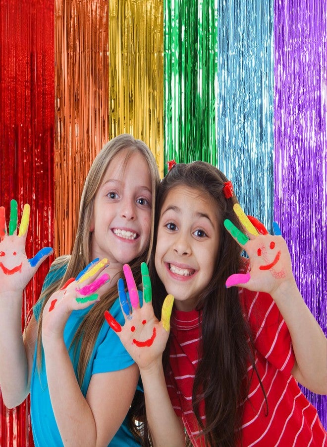 K.E.J. 2 Pack Backdrop Streamers Decorations Colorful Foil Fringe Curtains Metallic Tinsel Backdrop for Birthday First Day of School Engagement Baby Shower Christmas Holiday Party Decor - Image 2
