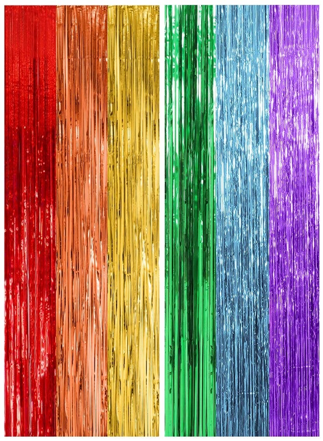 K.E.J. 2 Pack Backdrop Streamers Decorations Colorful Foil Fringe Curtains Metallic Tinsel Backdrop for Birthday First Day of School Engagement Baby Shower Christmas Holiday Party Decor - Image 1