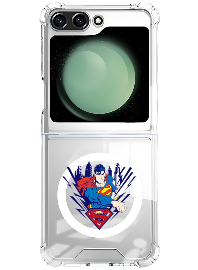 Theodor Magnetic Case for Samsung Galaxy Z Flip 5 Compatible with MagSafe Wireless Charging, Shockproof Phone Bumper Cover Superman - Image 1