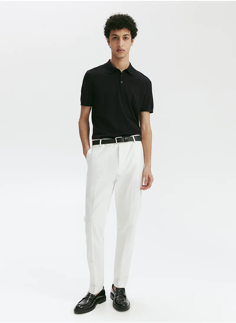 H&M Slim Fit Silk-Blend Polo Shirt