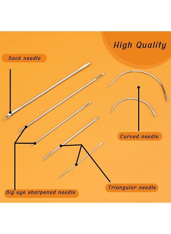HY Waxed Thread 55 Yards with 7 pcs Leather Hand Sewing Needles, Flat Sewing Waxed Thread for Home Upholstery Carpet Leather Sewing Waxed Thread Cord Leather Craft DIY Black  - Image 3
