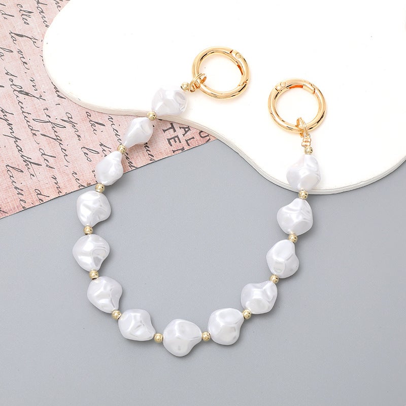 Elegant Pearl Phone Case Lanyard K2777 13 special-shaped beads portable chain