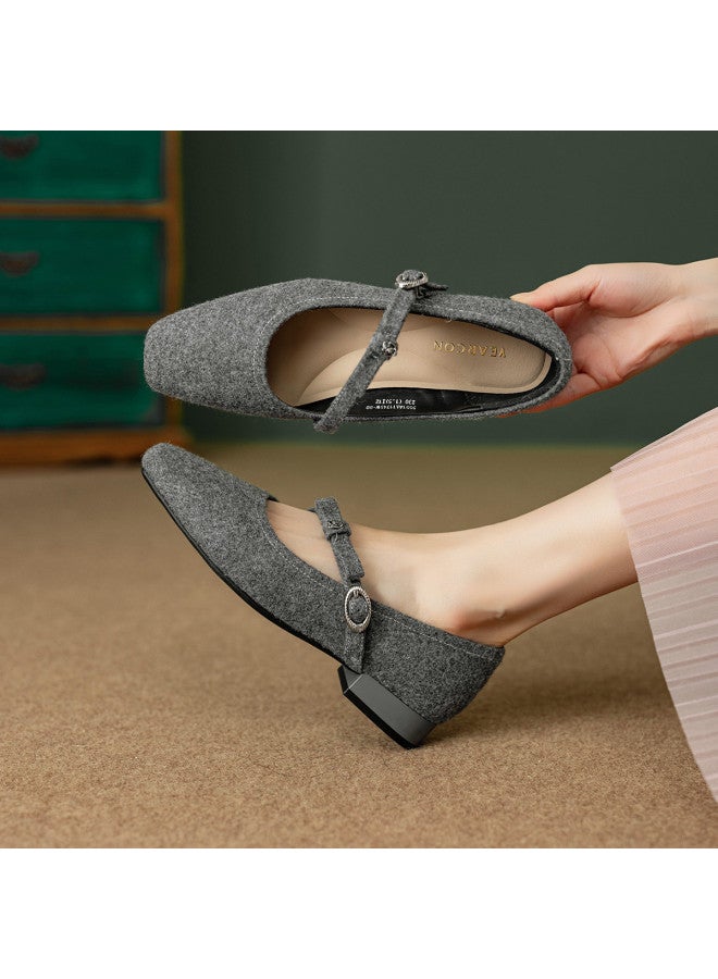 YEARCON Bow Mary Jane Shoes 2025 Spring And Autumn New Retro Style Square Toe Buckle Office Commuter Shoes - Image 2