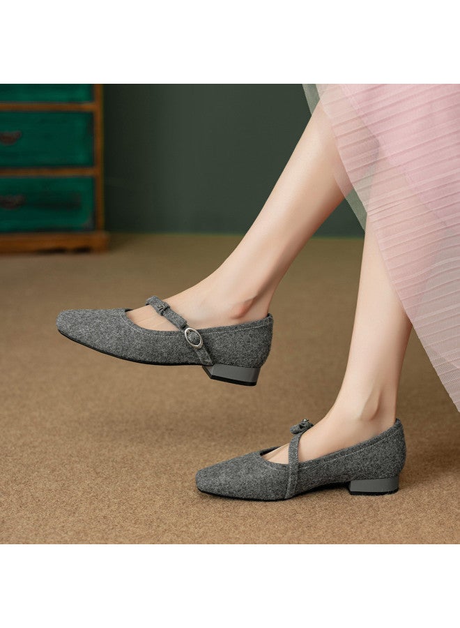 YEARCON Bow Mary Jane Shoes 2025 Spring And Autumn New Retro Style Square Toe Buckle Office Commuter Shoes - Image 4