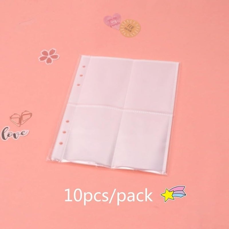 A5 4 Pocket Clear PP Photo Album Refill Sleeves Compatible with Standard Binders - Image 5