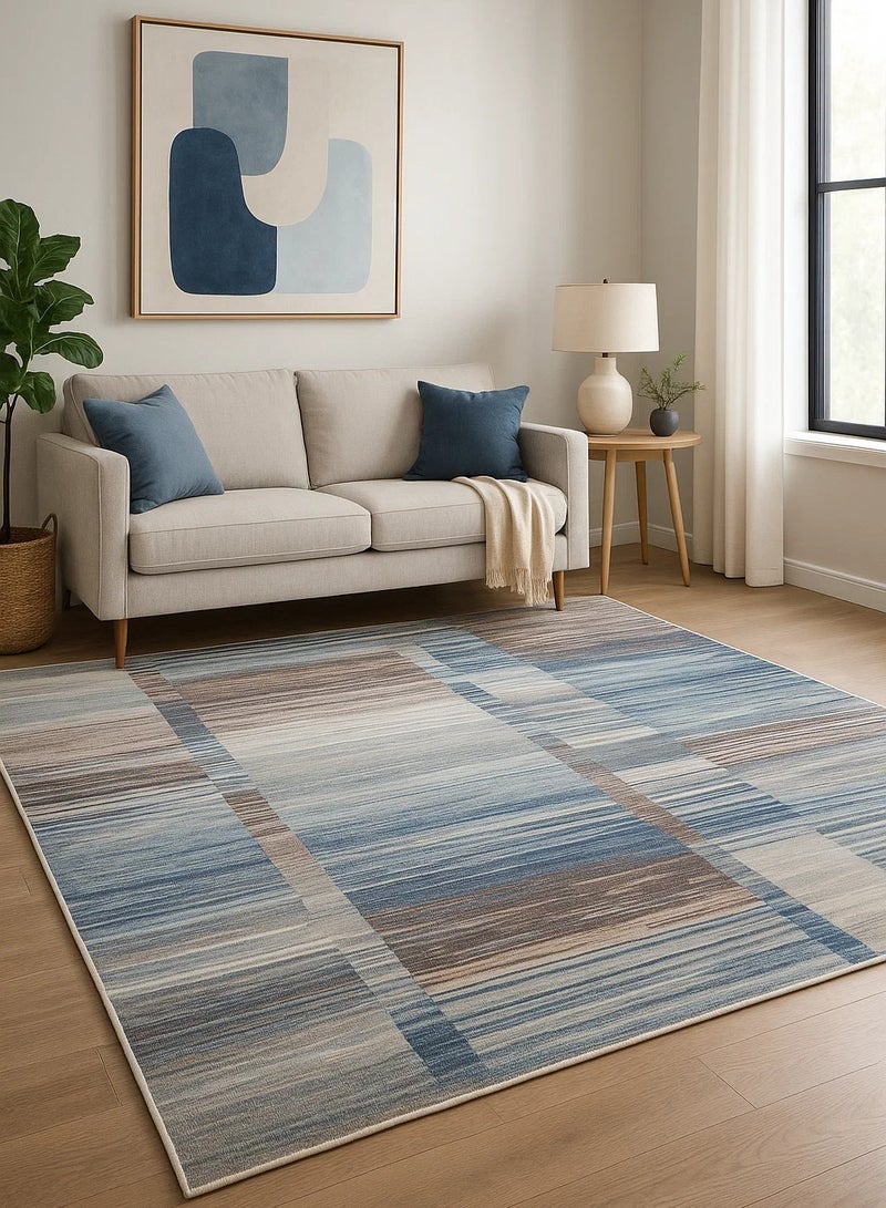 لوفت كندرا، سجادة خارجية، سجادة أريكة، سجادة معيشة، مقاس 160×220 سم، قماش، أزرق/بني، صنع في مصر-502/RN8-X - Image 1