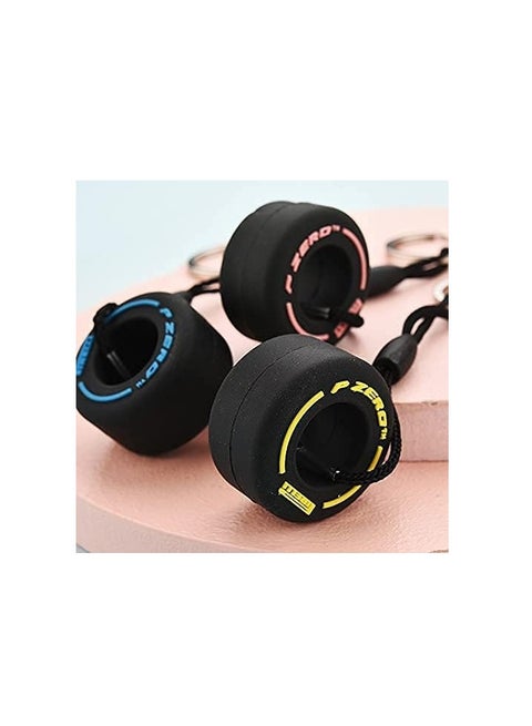 F1 Racing Tire Key Chain,Wheel Tyre Auto Keychain,Mini Cute Tire Keyring,Soft Rubber,Car Part Model Keyfob,Automotive Part Car Gift Key Ring for Men Women Auto Accessoriest,Feel Fast and Furious (Red)