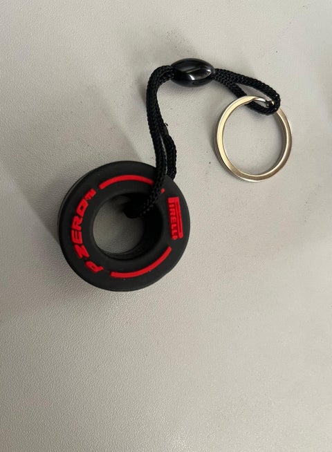 F1 Racing Tyre Keychain - Mini Soft Rubber Replica Keyring With Realistic Tread & Logos-770276