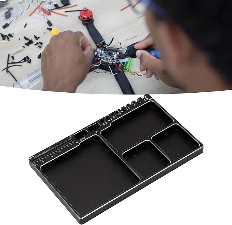 Black Aluminum Alloy Magnetic Screw Tray Portable RC Model Repair Tool - Image 3