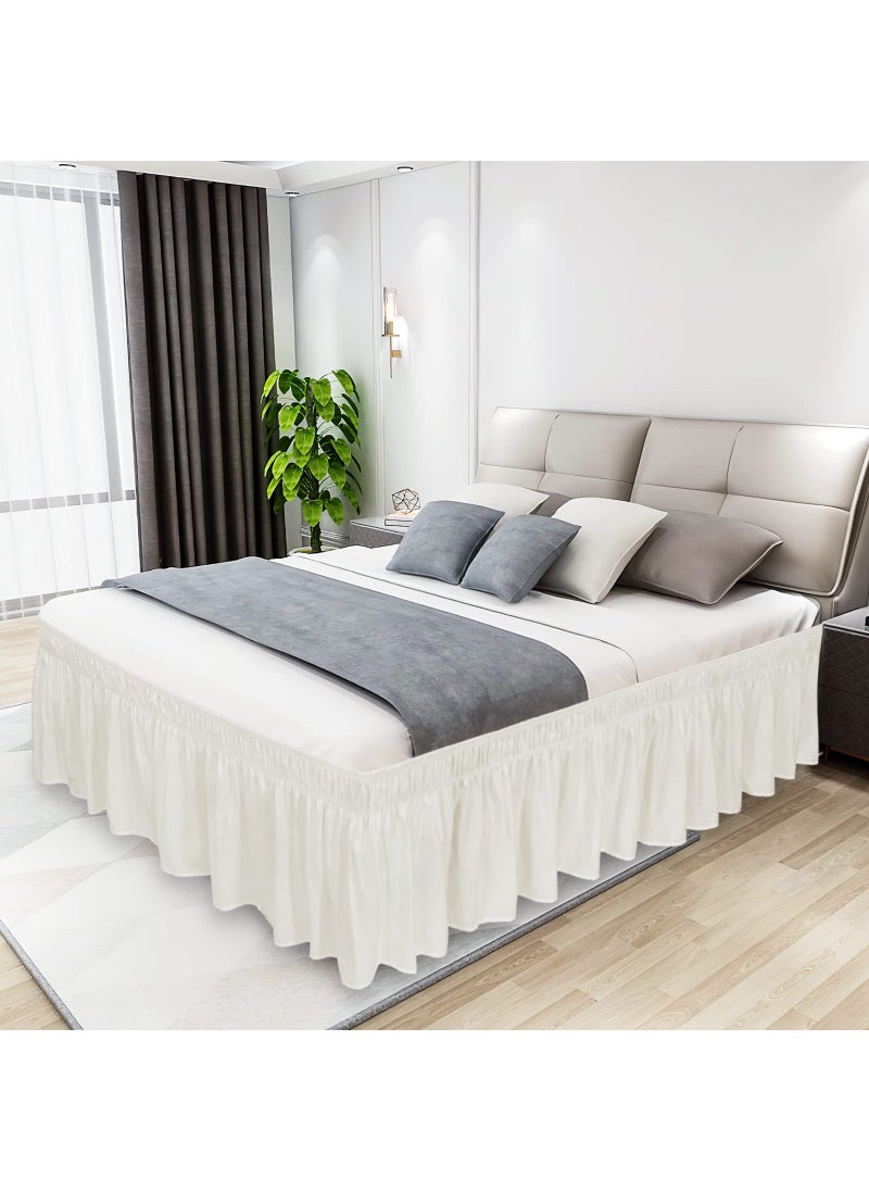 Easy-Going Easy-Going Bed Skirt for Queen or King Size Bed  22 Inch Tailored Drop  Fitted with Adjustable Elastic Belt  Convenient to Use Without Lift The Mattress (Queen/King  Ivory)  - Image 2
