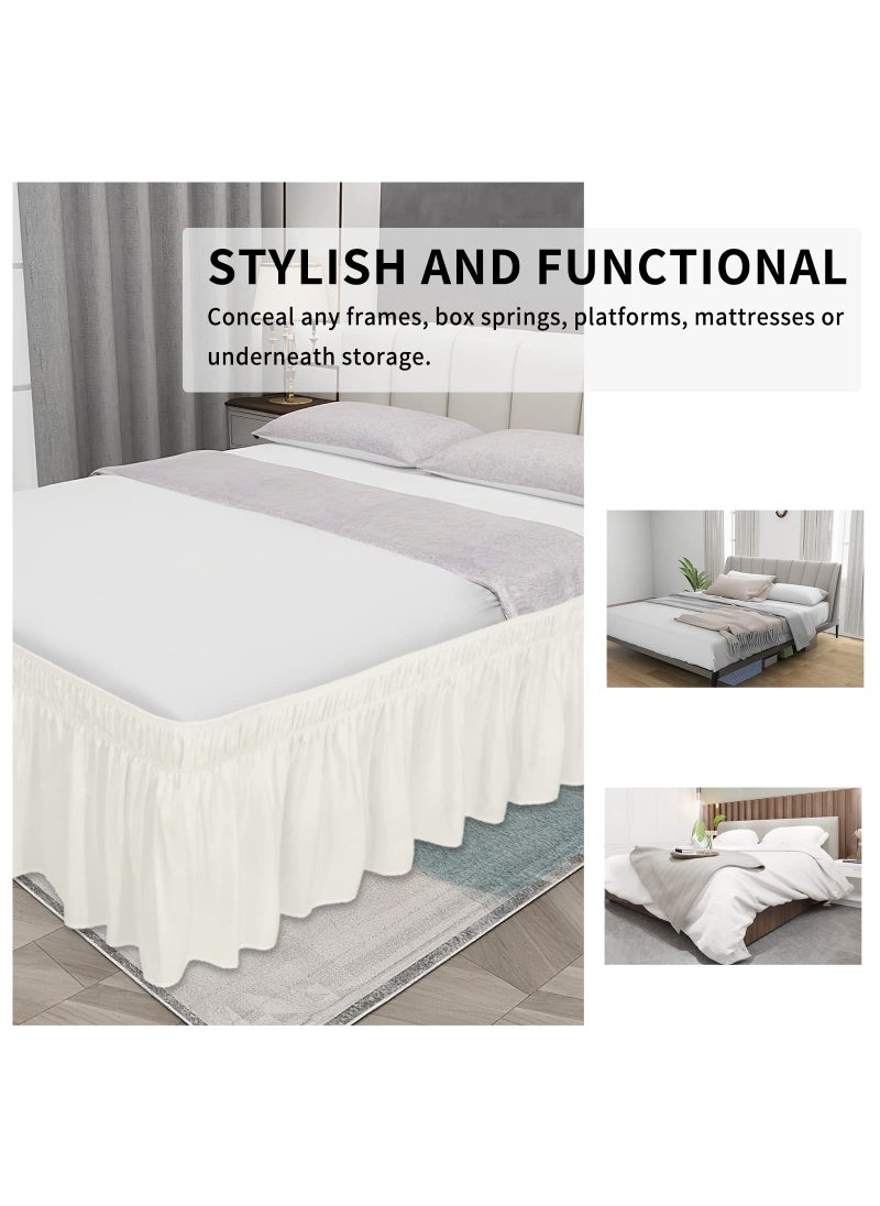 Easy-Going Easy-Going Bed Skirt for Queen or King Size Bed  22 Inch Tailored Drop  Fitted with Adjustable Elastic Belt  Convenient to Use Without Lift The Mattress (Queen/King  Ivory)  - Image 4