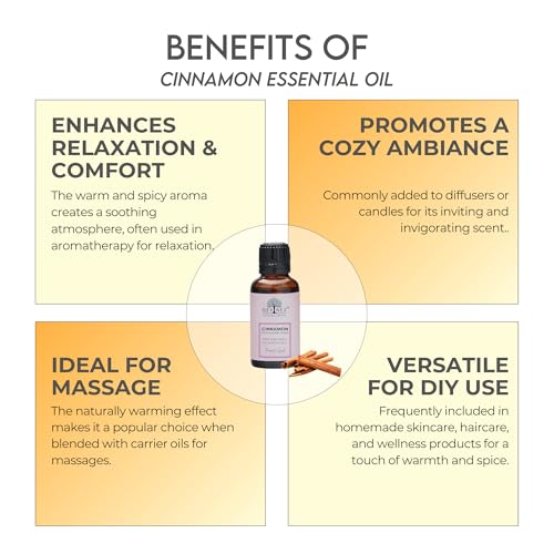 Devinez Cinnamon Essential Oil, 100% Pure, Natural & Undiluted, 50ml in Glass Bottle - Reduce Tension, Anti-Inflammatory, Body oils, Moisturizers, Air Fresheners, Aromatherapy, Helpful ins Hair growth, Thickening of Hair - Image 3
