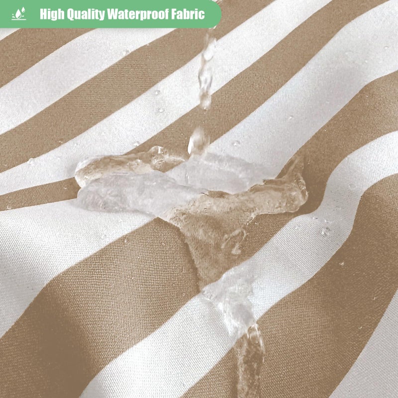 Dynamene 78 بوصة ستارة دش طويلة مزرعة بوهو مخططة النسيج الستائر دش الدش للحمام طويل القامة البوهيمي مقاوم للماء الستار دش مجموعة مع السنانير بيج 72x78 - Image 3