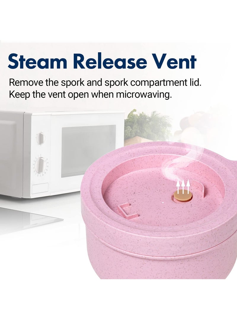 SYOSI Microwave Ramen Bowl Cooker With Lid, Food Grade  Instant Noodle Bowl Soup Bowl Bpa Free for Office College Dorm Room Microwave Instant Cooking (850ml Pink) - Image 3