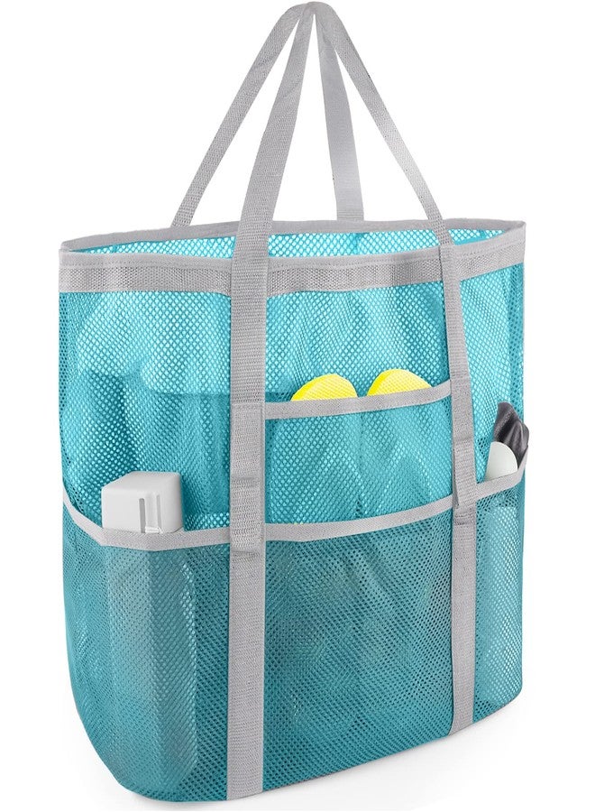 SRISE Mesh Beach Bag - Large Beach Tote Bag for Family Beach Bag for Toys & Vacation Essentials (Sky Blue), Sky Blue, Large, Stylish - Image 1