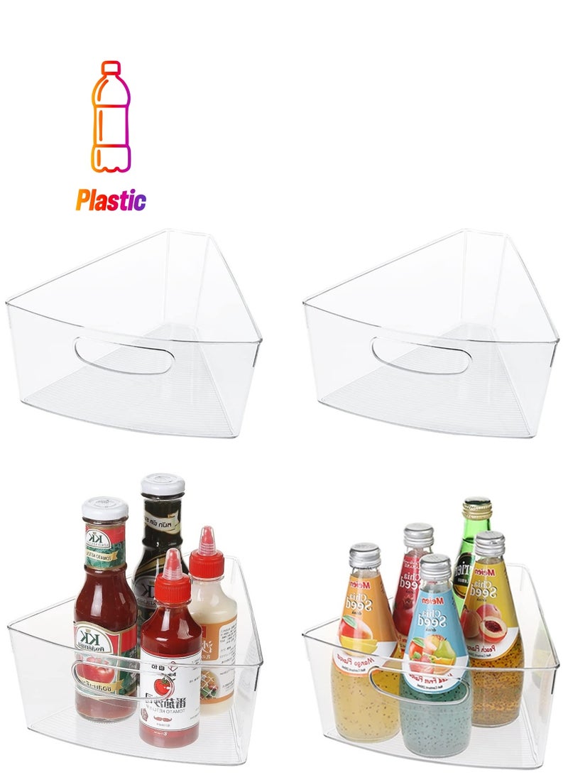 Excefore منظم زوايا لخزانات، 2 عبوة منظم زوايا، سلال تخزين خزانات المطبخ البلاستيكية، منظم خزانات زوايا شفاف مع مقبض، حاوية بعمق 4 إنش 1/8 - Image 1