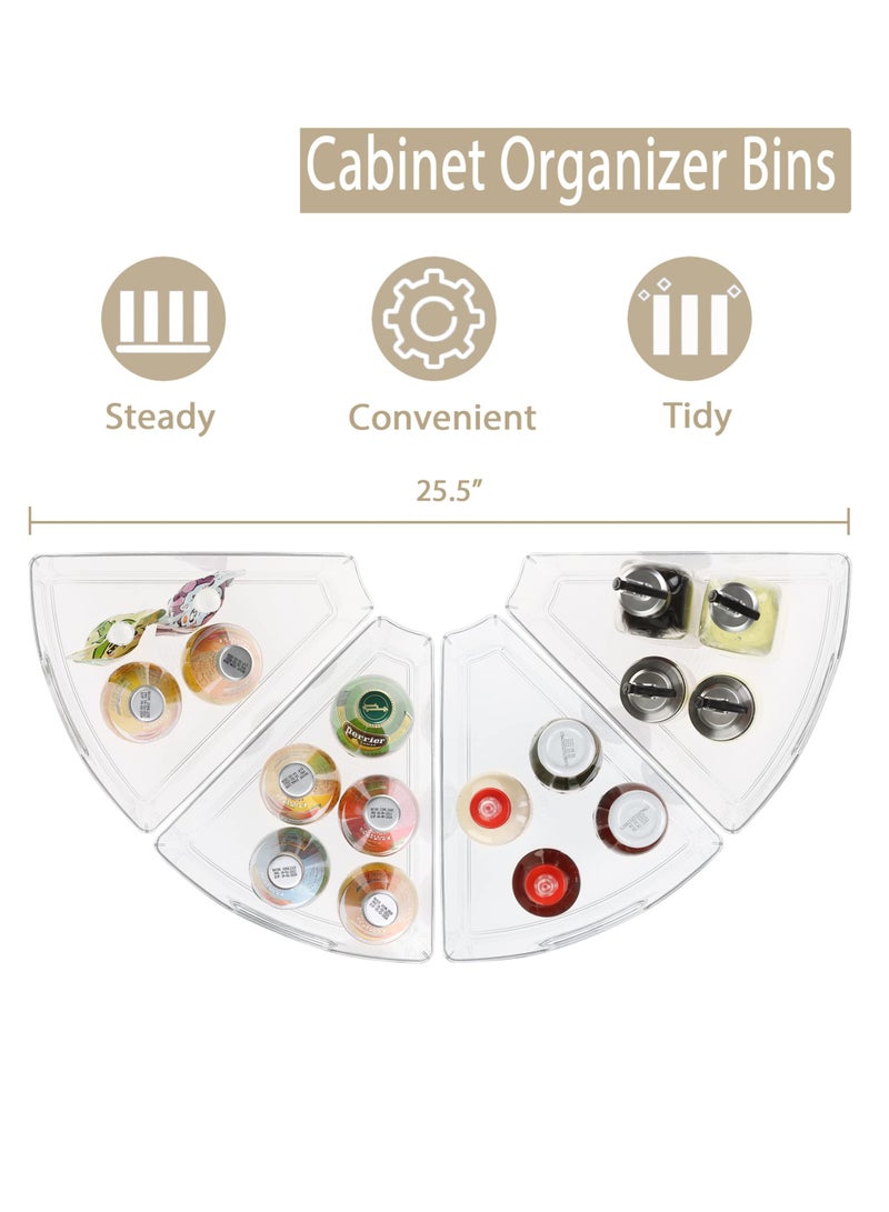 Excefore منظم زوايا لخزانات، 2 عبوة منظم زوايا، سلال تخزين خزانات المطبخ البلاستيكية، منظم خزانات زوايا شفاف مع مقبض، حاوية بعمق 4 إنش 1/8 - Image 2