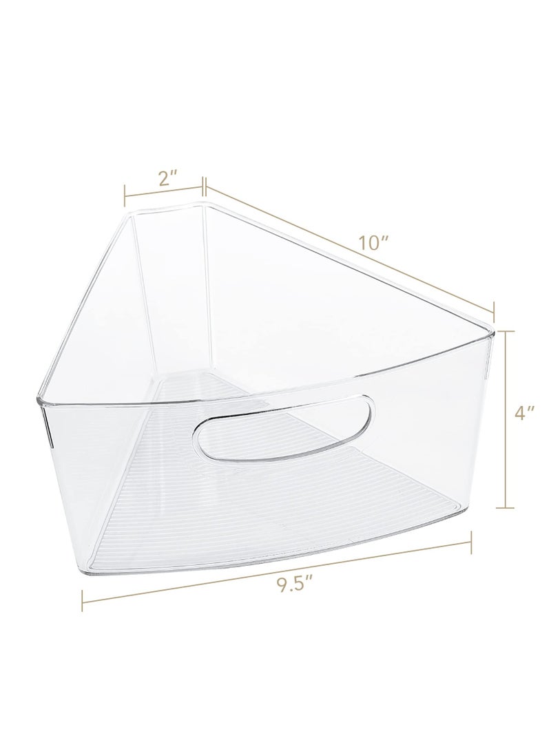 Excefore منظم زوايا لخزانات، 2 عبوة منظم زوايا، سلال تخزين خزانات المطبخ البلاستيكية، منظم خزانات زوايا شفاف مع مقبض، حاوية بعمق 4 إنش 1/8 - Image 4