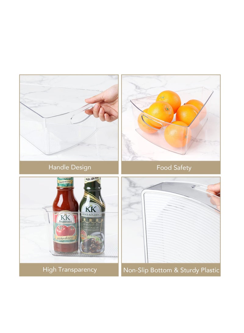 Excefore منظم زوايا لخزانات، 2 عبوة منظم زوايا، سلال تخزين خزانات المطبخ البلاستيكية، منظم خزانات زوايا شفاف مع مقبض، حاوية بعمق 4 إنش 1/8 - Image 3