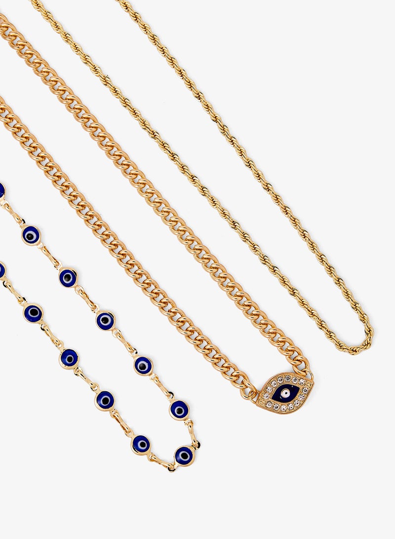 Ginger Layered Colored Evil Eye Necklace - Image 1