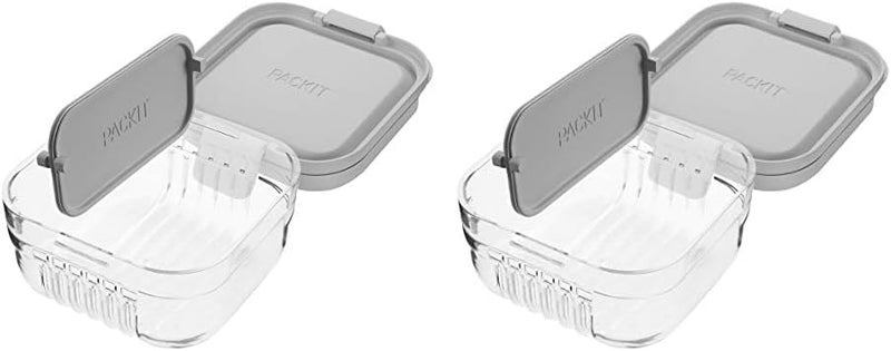 PackIt Mod Snack Bento Food Storage Container Steel Gray Pack of 2 - Image 1