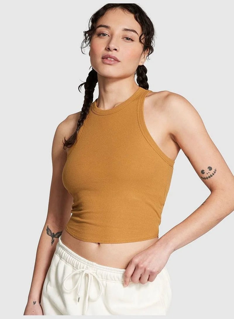 PINK High-Neck Ribbed Tank