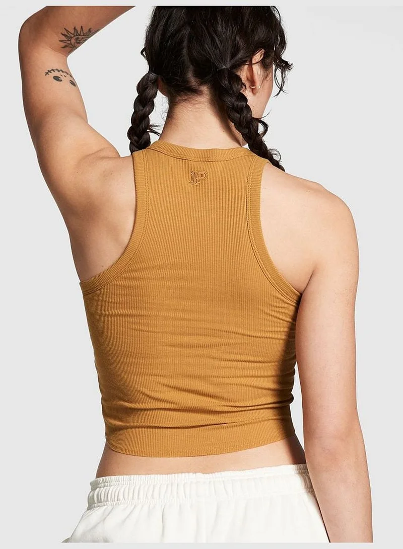 PINK High-Neck Ribbed Tank
