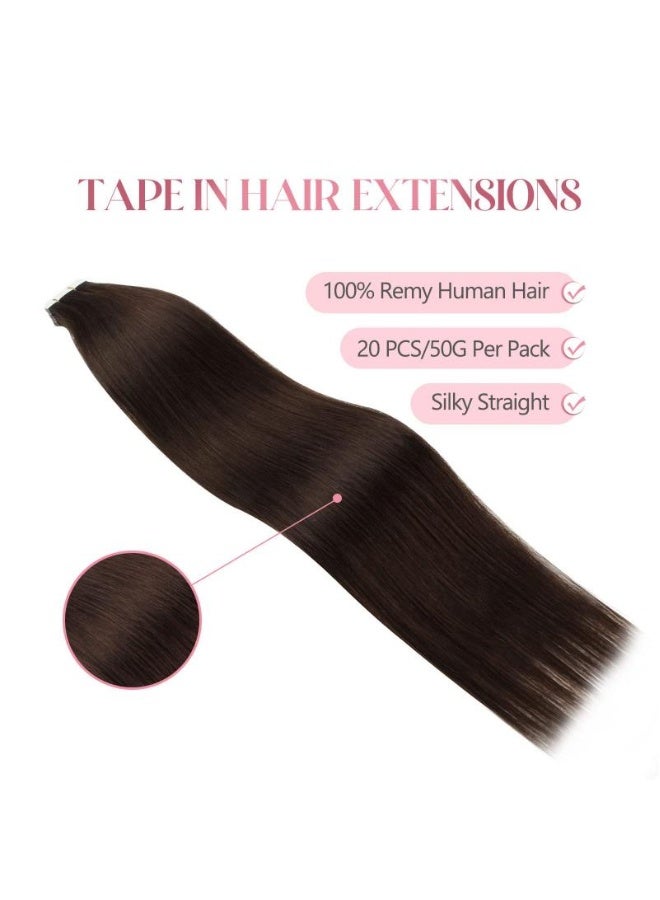 20 Piece Human Hair Extension Dark Brown 50g Tape In Human Hair Extension Premium 100% Human Hair With Invisible Tape Attached Semi Permanent Hair Extensions - Image 5