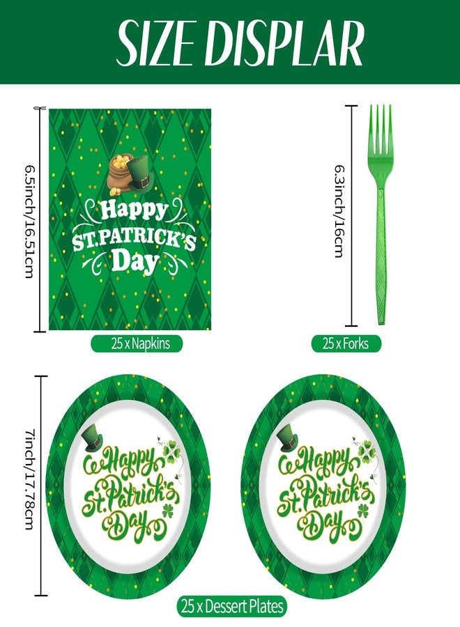 EVYIENEN 75 Pcs St Patrick's Day Plates and Napkins Supplies Set,Lucky Green Shamrock Theme Party Tableware Decorations Favors for Birthday Party Baby Shower St Patricks Day Decorations - Image 2