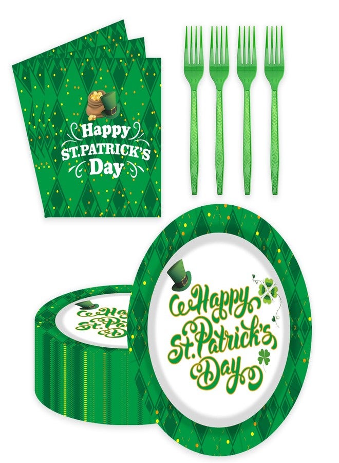 EVYIENEN 75 Pcs St Patrick's Day Plates and Napkins Supplies Set,Lucky Green Shamrock Theme Party Tableware Decorations Favors for Birthday Party Baby Shower St Patricks Day Decorations - Image 1