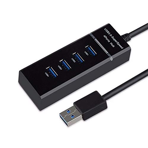 Posh High Speed 4-Ports USB 3.0 SuperSpeed Hub Portable for Pendrive, Camera, Mobile, TV, iPods and iPhones, Card Readers, Speakers, and More (USB 3.0 HUB, Black) - Image 1